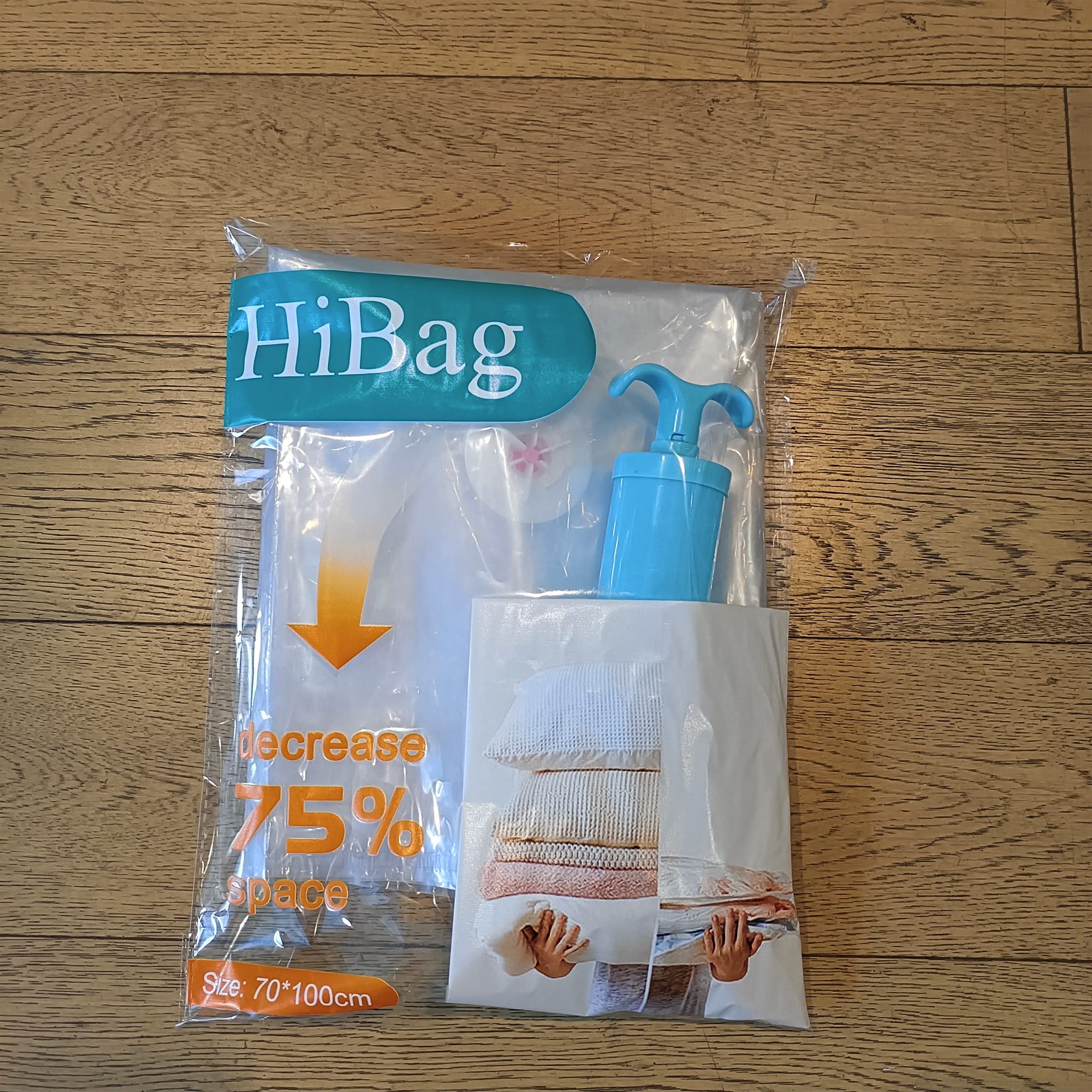 HIBAG jumbo vacuum storage bag with hand pump