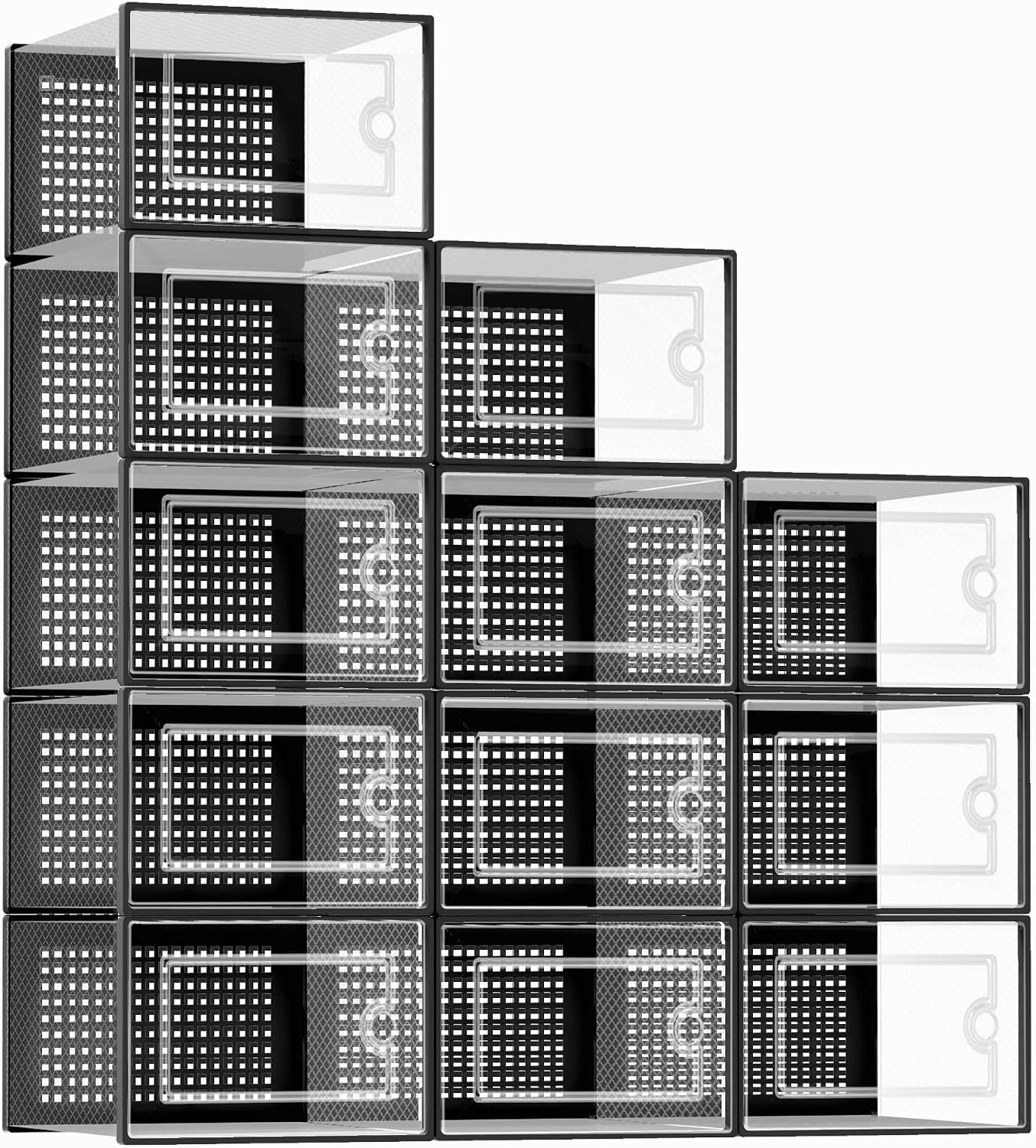 Kuject X-large clear stackable shoe storage boxes, 12-pack