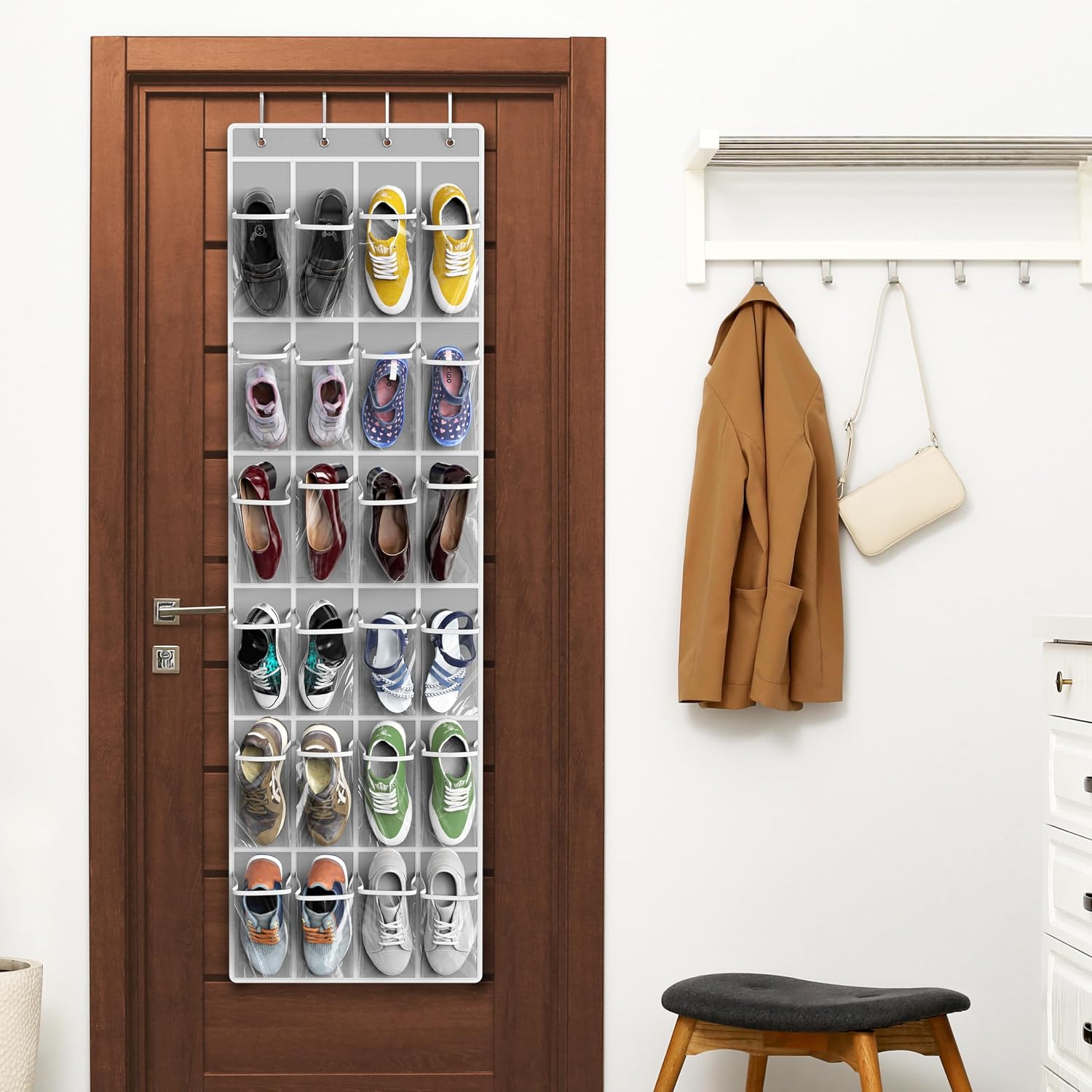 Simple Houseware crystal clear over-the-door shoe organizer with 24 pockets