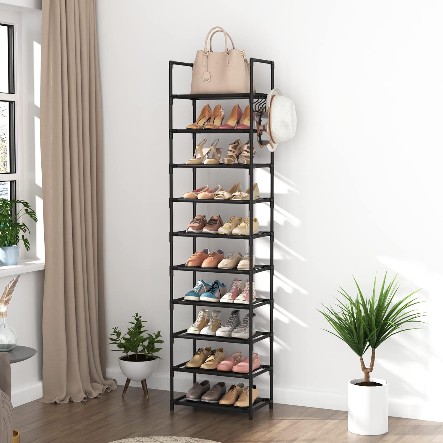 SONGMICS 10-tier narrow shoe rack
